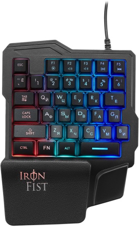 Игровой блок Оклик 701G IRON FIST черный USB for gamer LED (подставка для запястий) (1196590)