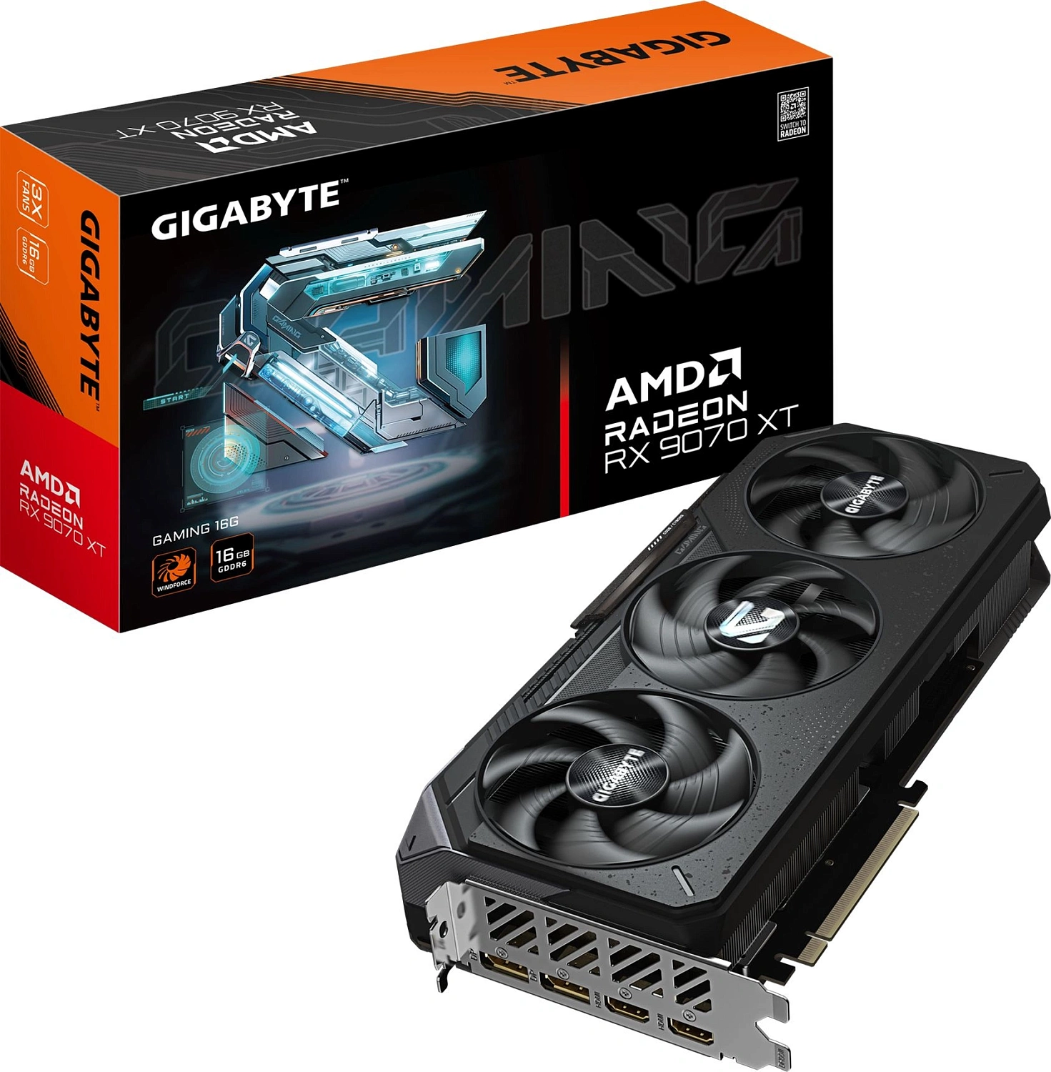 Видеокарта Gigabyte PCI-E 5.0 GV-R9070XTGAMING-16GD AMD Radeon RX 9070XT 16Gb 256bit GDDR6 2520/20000 HDMIx2 DPx2 HDCP Ret