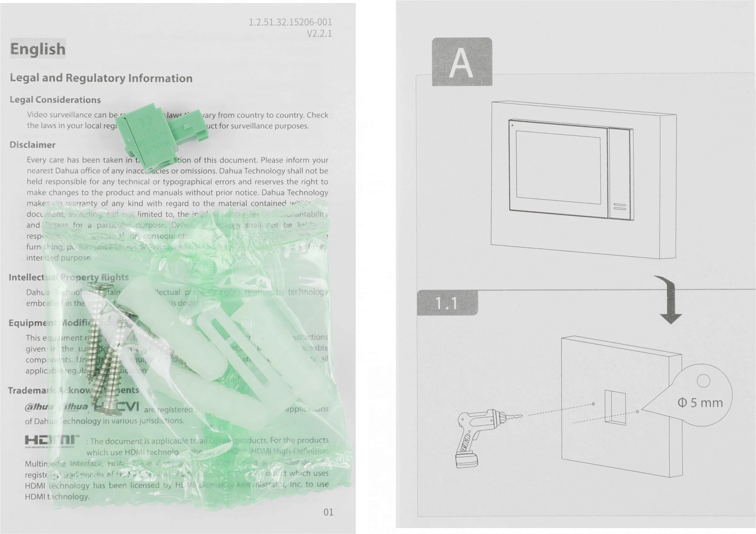 Видеодомофон Dahua DHI-VTH2421FW-P белый