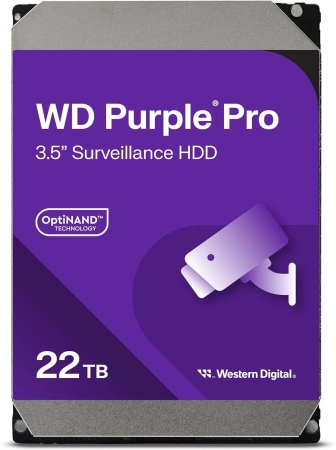 Жесткий диск Western Digital Purple PRO WD221PURP 22TB 3.5" 7200 RPM 512MB SATA-III All Frame AI для систем видеонаблюдения