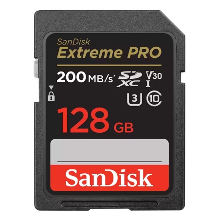 Карта памяти SanDisk Extreme Pro SD UHS I 128GB Card for 4K Video for DSLR and Mirrorless Cameras 200MB/s Read & 90MB/s Write