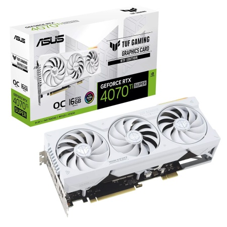 Видеокарта ASUS TUF-RTX4070TIS-O16G-BTF-WHITE //RTX4070TIS ,HDMI*2,DP*3,16G,D6X