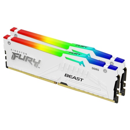 Комплект модулей памяти Kingston 64GB DDR5 6000 DIMM CL30 FURY Beast White RGB EXPO Non-ECC Unbuffered DIMM (Kit of 2) 2RX8 30-36-36 1.4V 288-pin 16Gbit