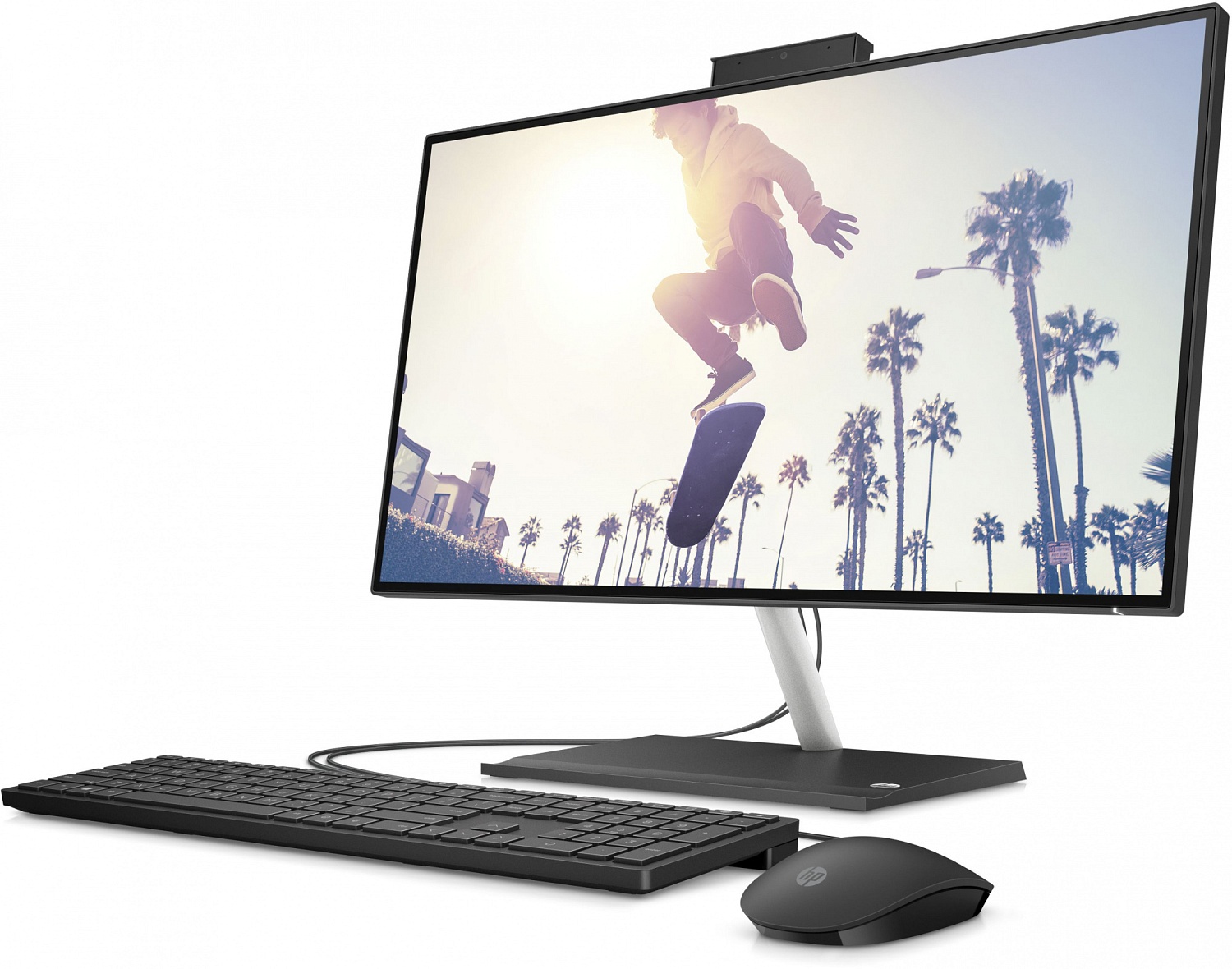 Моноблок HP 24-cb1024nh 23.8" Full HD Touch i5 1235U (1.3) 8Gb SSD512Gb Iris Xe CR Free DOS GbitEth WiFi BT 65W клавиатура мышь Cam черный 1920x1080