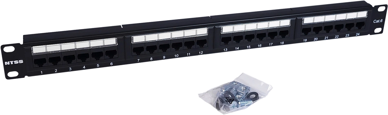Патч-панель Lanmaster NTSS-PP-1U-24-UTP-RJ45-6-D 19" 1U 24xRJ45 кат.6 UTP