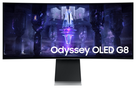 Монитор Samsung 34" Odyssey OLED G8 S34BG850SI серебристый OLED LED 21:9 M/M полуматовая HAS 250cd 178гр/178гр 3440x1440 175Hz FreeSync Premium Ultra WQHD USB 7.5кг