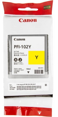 Картридж струйный Canon PFI-102Y 0898B001 желтый (130мл) для Canon iPF510/605/610/650/655/750/760/765