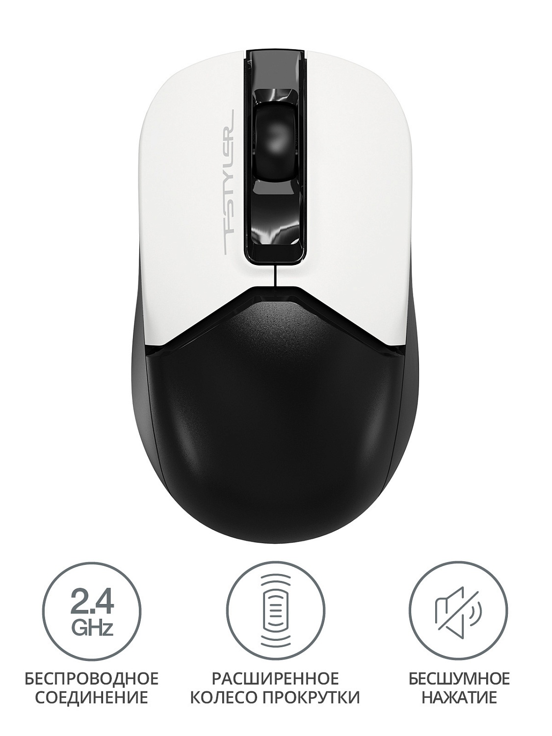Мышь A4Tech Fstyler FG12S Panda белый/черный оптическая (1200dpi) silent беспроводная USB (3but) Мышь A4Tech Fstyler FG12S Panda белый/черный оптическая (1200dpi) silent беспроводная USB (3but)