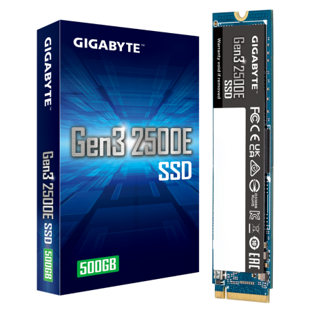 Твердотельный накопитель SSD Gigabyte Bad Pack M.2 2280 500GB Gigabyte 2500E Client SSD PCIe Gen3x4 with NVMe, 2300/1500, IOPS 60/240K, MTBF 1.5M, 3D NAND, 120TBW, 0,22DWPD, RTL (844370) bp