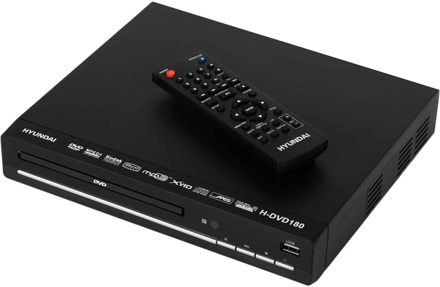 Плеер DVD Hyundai H-DVD180 черный ПДУ