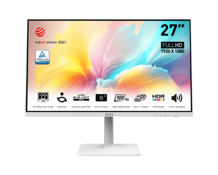 Монитор MSI PRO MP2712PW 27" 16:9 FHD(1920x1080) IPS Flat,1ms(MPRT),1000:1,100M:1,300nit,178/178,HDMI 1.4,USB-C,Speaker,Tilt,Swivel,Height,Pivot,VESA,100Hz,White,1y war-ty