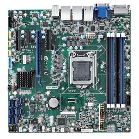 ASMB-586G2-00A1 Advantech LGA 1151 Intel® Xeon® E & 8th/9th Generation Core™ MicroATX Server Board with 4 DDR4, 4 PCIe, 6 USB 3.1, 8 SATA3, Dual LANs, IPMI, (требуется установка батарейки CR2032)