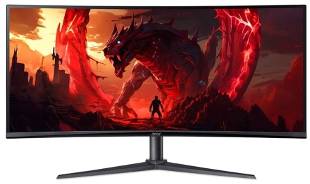 Монитор 34'' ACER Nitro XZ342CUV3bmiiphx,ZeroFrame,Curved 1500R Black,21:9,VA,3440x1440,1ms,400cd,180Hz,2xHDMI(2.0)+1xDP(1.4)+SPK+Audio out,Speakers 2Wx2,sync: FreeSync Premium,hdr: HDR 400,H.Adj.100