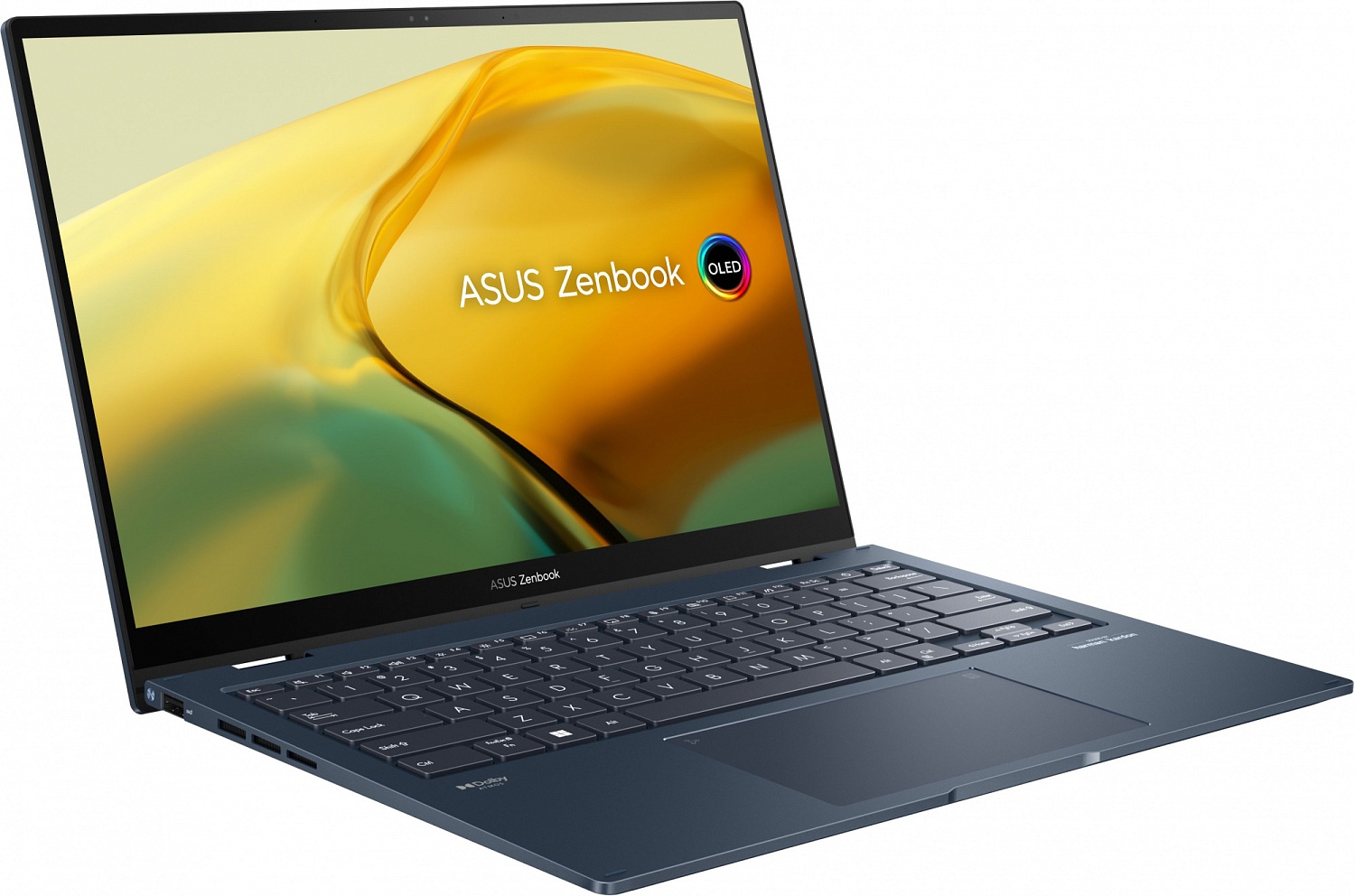 Ноутбук Asus Zenbook 14 Flip OLED UP3404VA-KN184W Core i7 1360P 16Gb SSD1Tb Intel Iris Xe graphics 14" OLED Touch 2.8K (2880x1800) Windows 11 Home blue WiFi BT Cam Bag (90NB10E2-M008S0)