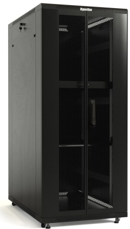 Шкаф серверный Hyperline TTBR-4281-DD-RAL9004 напольный 42U 800x1000мм пер.дв.перфор.2ств. задн.дв.перфор.2-хст. 2 бок.пан. 800кг черный 910мм 133кг 2055мм 20 сталь