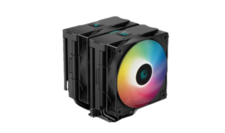 Кулер для процессора DEEPCOOL AG620 DIGITAL BK ARGB LGA1700/1200/115X/AM5/AM4 (8шт/кор, TDP 260W, PWM, DUAL Fan 120mm, 6 тепл. трубок, черный) RET