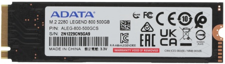 Накопитель SSD A-Data PCIe 4.0 x4 500GB ALEG-800-500GCS Legend 800 M.2 2280