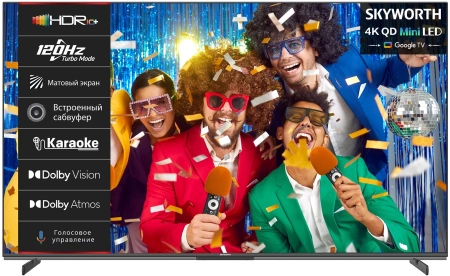 Телевизор OLED Skyworth 55" 55X85G Magic Sound Karaoke TV Frameless черный/черный 4K Ultra HD 120Hz DVB-T DVB-T2 DVB-C DVB-S DVB-S2 USB WiFi Smart TV