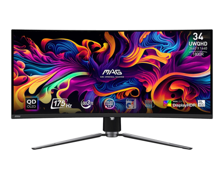 34.18" MSI MAG 341CQP QD-OLED Black (QD-OLED, 3440x1440, HDMI+HDMI+DP+Type C, USB Hub, 0.03 ms, 178°/178°, 250 cd/m, 1500000:1, 175Hz, Curved)