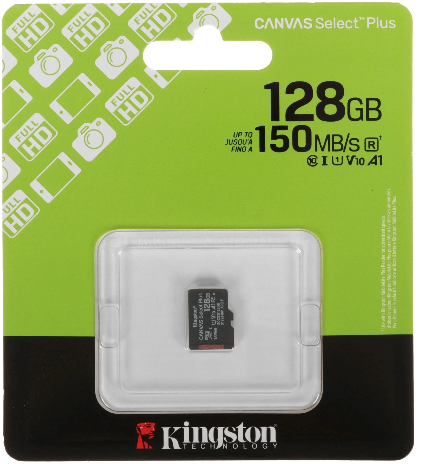 Флеш карта microSDXC 128GB Kingston SDCS3/128GBSP Canvas Select Plus w/o adapter
