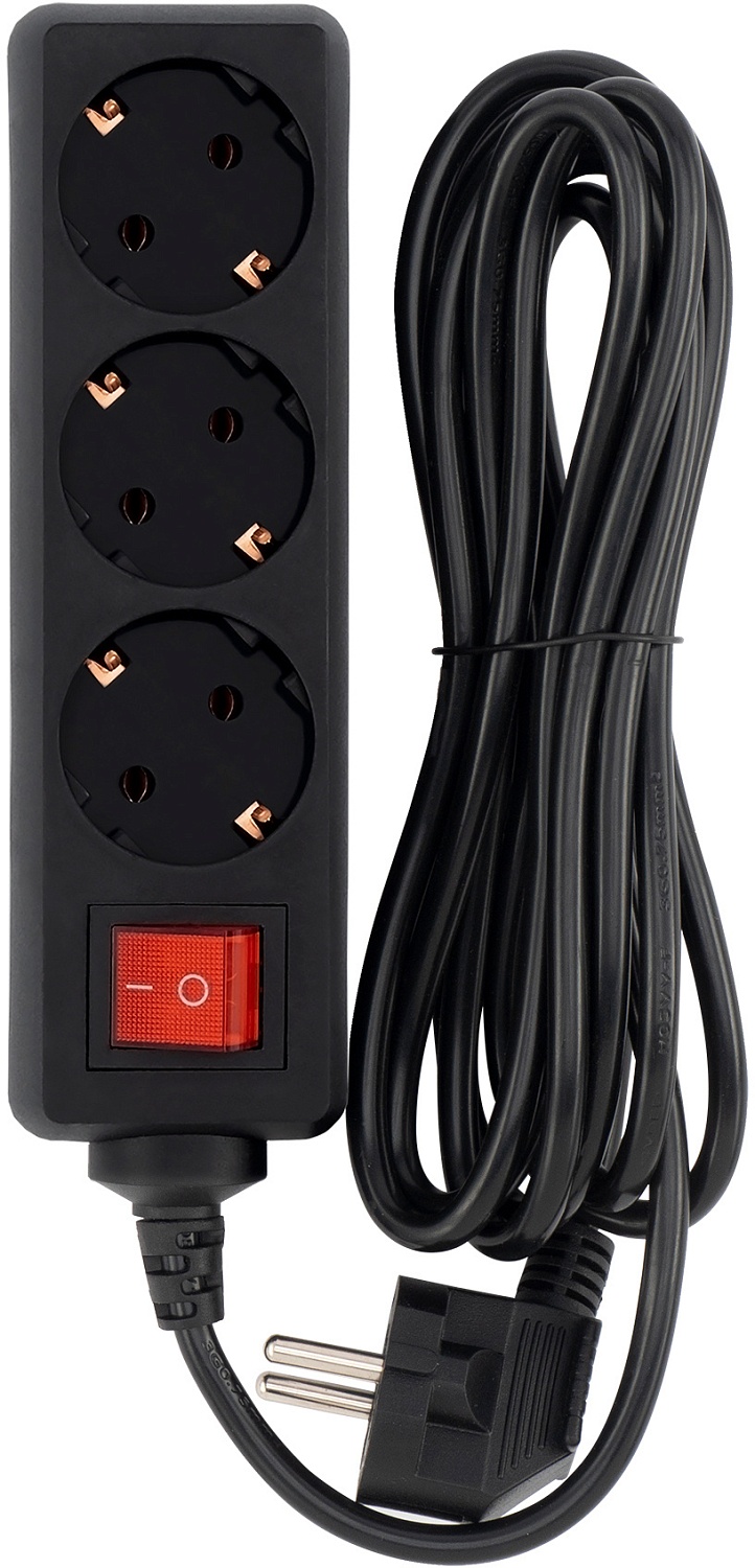 Сетевой фильтр SunWind SW-SP33-B 3м (3 розетки) черный (коробка)