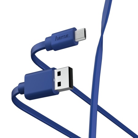 Кабель Hama 00187226 USB (m)-micro USB (m) 1м синий плоский