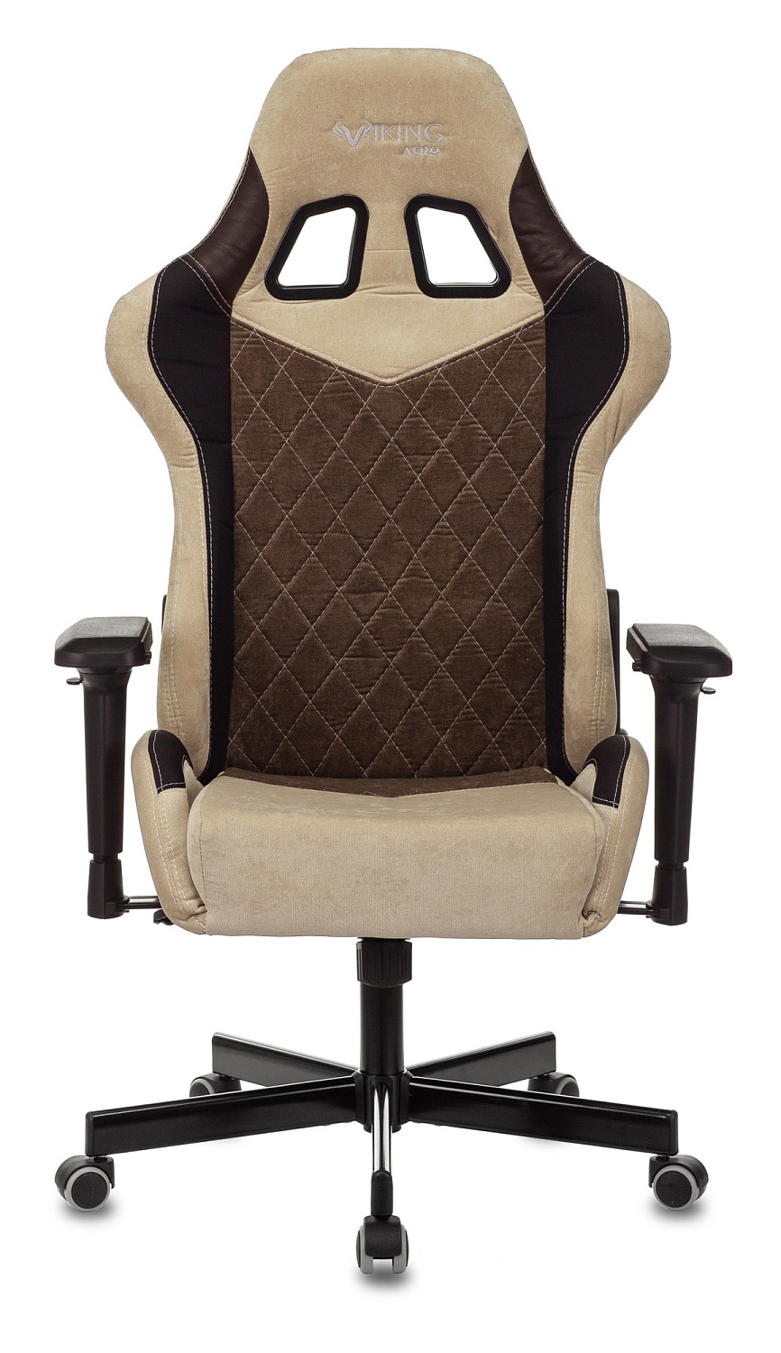Кресло игровое Zombie VIKING 7 KNIGHT Fabric коричневый/бежевый ткань/эко.кожа с подголов. крестов. металл Кресло игровое Zombie VIKING 7 KNIGHT Fabric коричневый/бежевый ткань/эко.кожа с подголов. крестов. металл