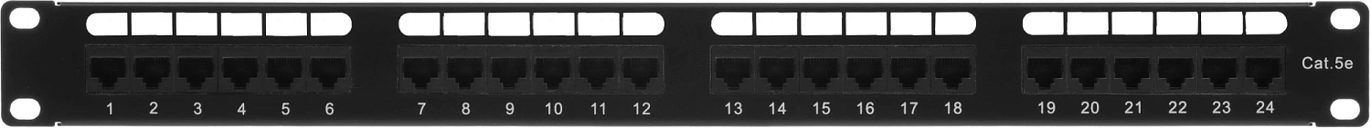 Патч-панель Патч-панель 19", кат. 5е, 1U, 24 порта UTP, с возможность установки заднего органайзера