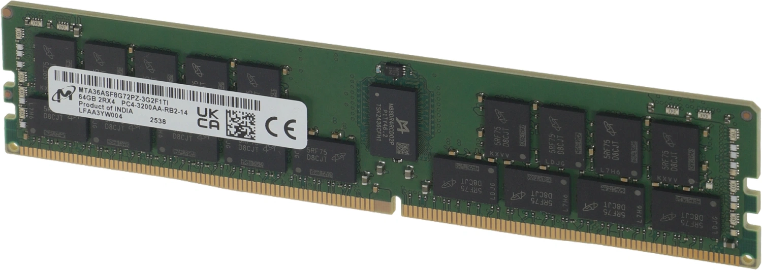 Оперативная память Micron DDR4 RDIMM 64GB 2Rx4 3200 MHz ECC Registered MTA36ASF8G72PZ-3G2, 1 year, OEM