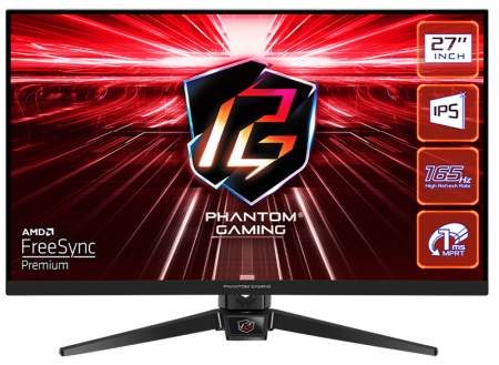 27" ASRock Phantom Gaming PG27FF1A Black (IPS, 1920x1080, HDMI+HDMI+DP, 1 ms, 178°/178°, 250 cd/m, 1100:1, 165Hz, HDR10, MM)