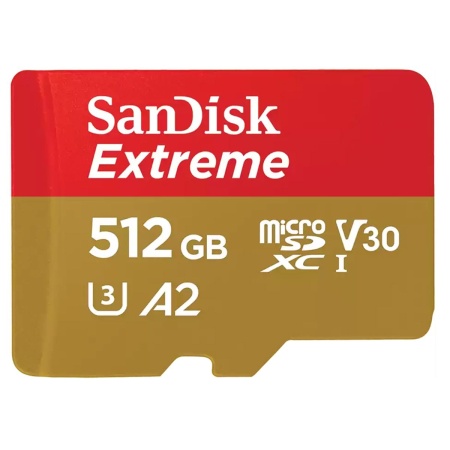 Карта памяти SanDisk Extreme microSD UHS I Card 512GB for 4K Video on Smartphones Action Cams & Drones 190MB/s Read, 130MB/s Write