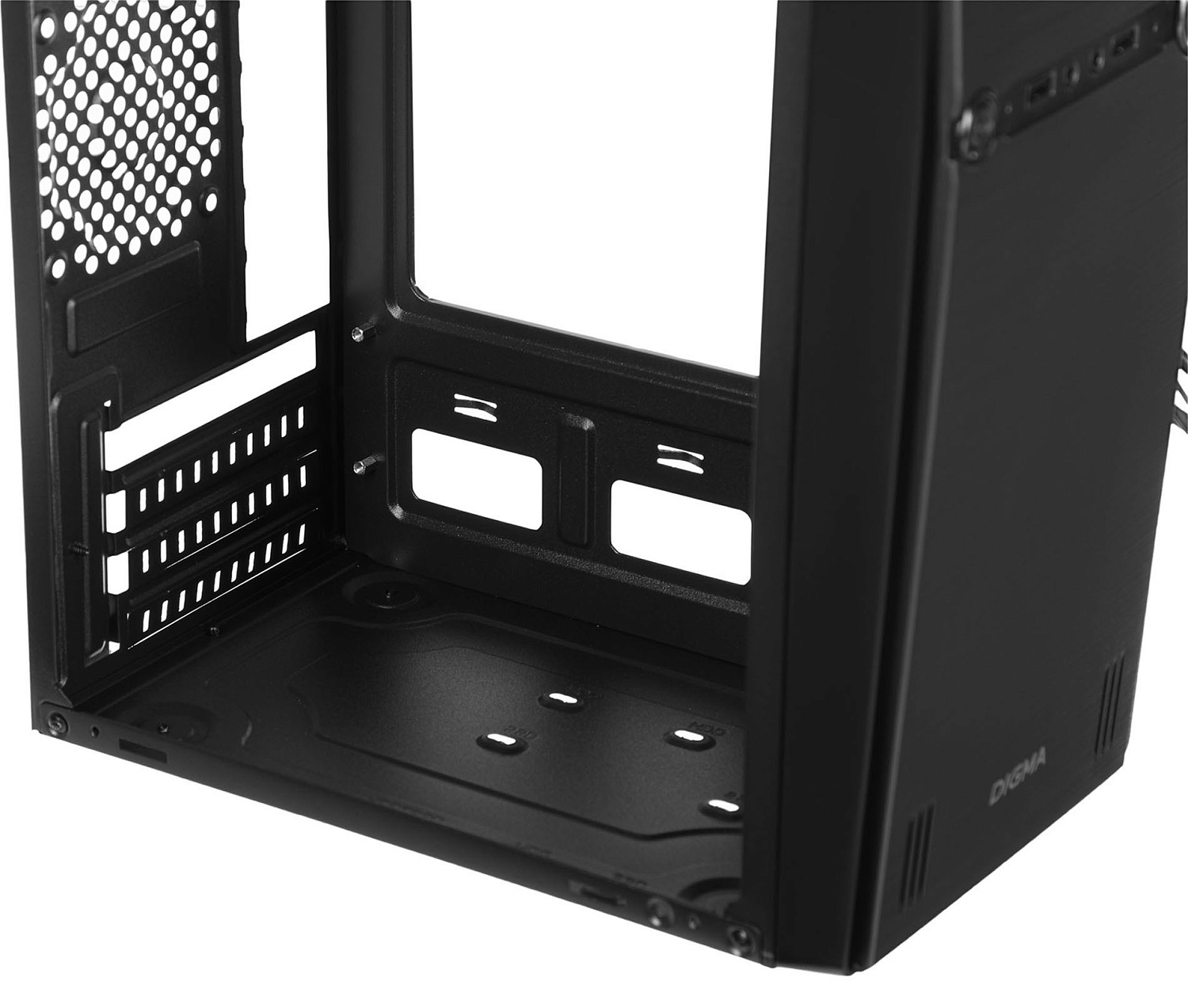 Корпус Digma DC-MATX102-U2 черный без БП mATX 1x80mm 2x120mm 2xUSB2.0 audio
