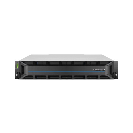 EonStor GS3012R03C0FD-8U32 (12x3.5, 2U, High IOPS, Dual Redundant Controllers (incl: 4x4GB Cache, 4x25Gb SFP28, 4 FREE host board slots, 4x12Gb SAS ext ports, 2x Super capacitor+Flash+FAN module, 2x530W), Rackmount kit)