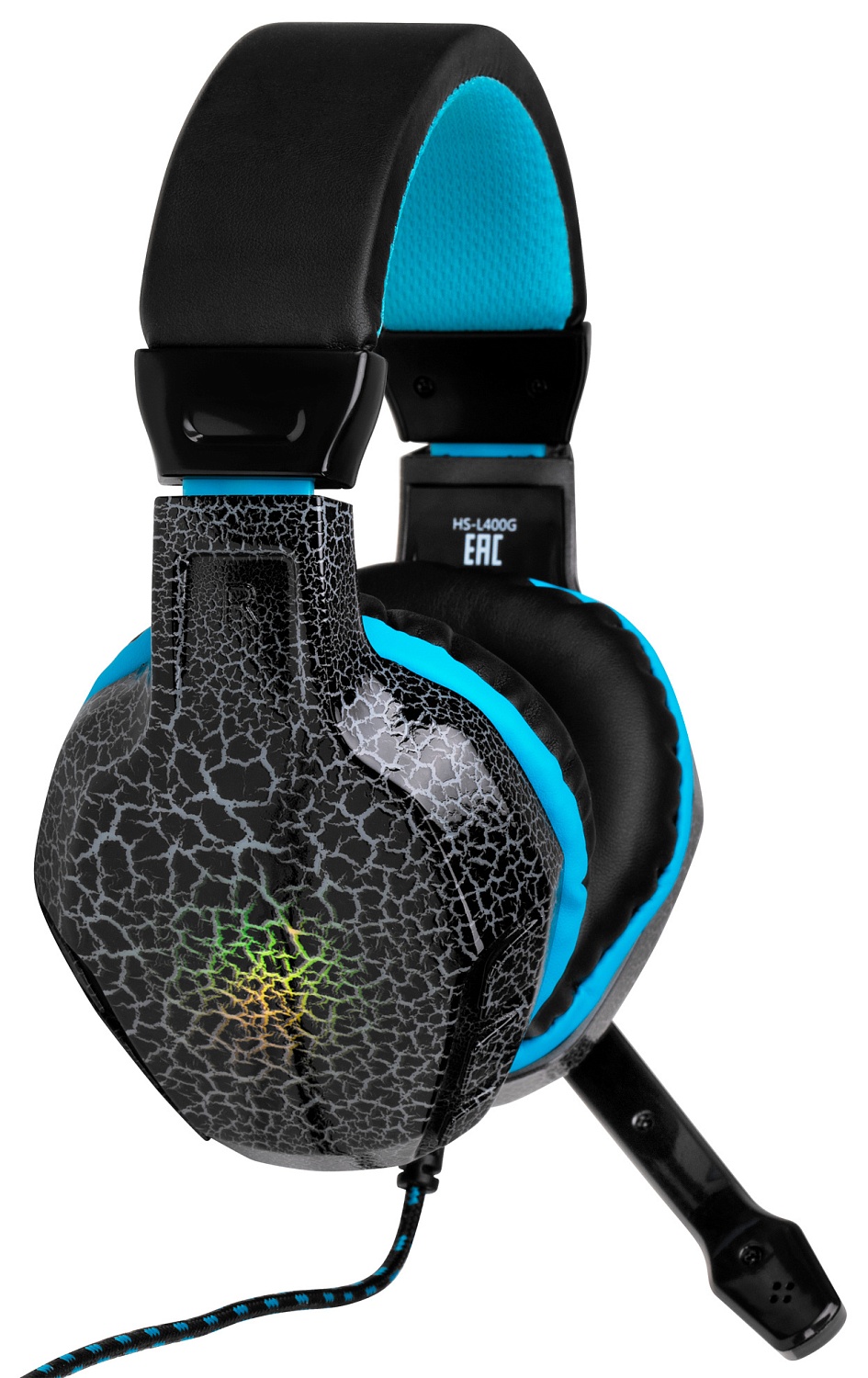 Наушники с микрофоном Оклик HS-L400G ZEUS черный/синий 2.2м мониторные оголовье (359480)