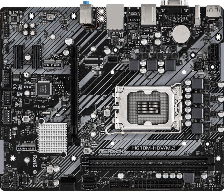 Материнская плата ASROCK H610M-HDV/M.2, LGA1700, H610, 2*DDR4, DP+D-Sub+HDMI, 4xSATA3 6.0, M.2 Socket, 2xUSB 3.2, 2xUSB 2.0, mATX; 90-MXBH60-A0UAYZ