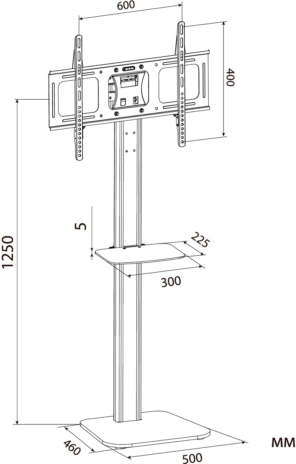 Стойка для телевизора Cactus CS-VM-ST97-D черный 37"-70" макс.68кг напольный
