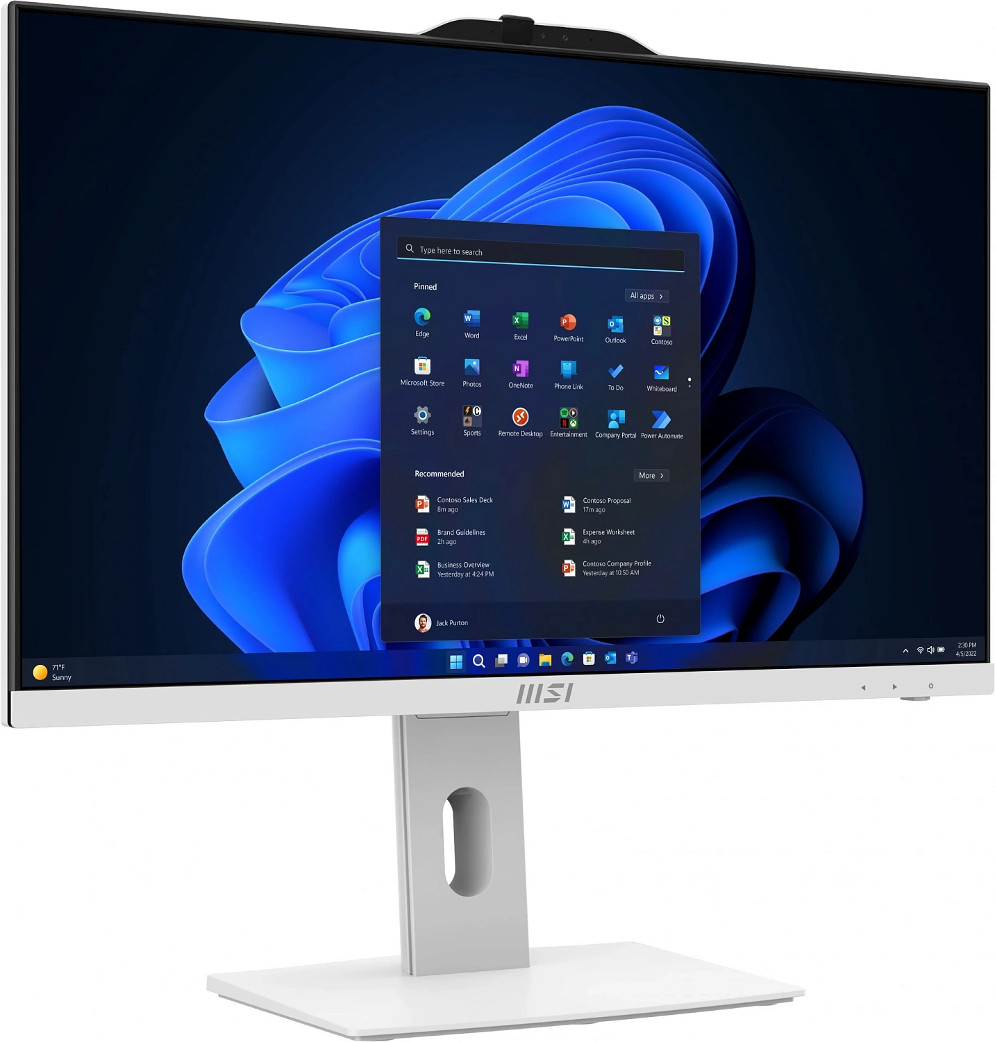 Моноблок MSI Pro AP242P 14M-687RU 23.8" Full HD i7 14700 (2.1) 16Gb SSD512Gb UHDG 770 Windows 11 Professional GbitEth WiFi BT 120W клавиатура мышь Cam белый 1920x1080