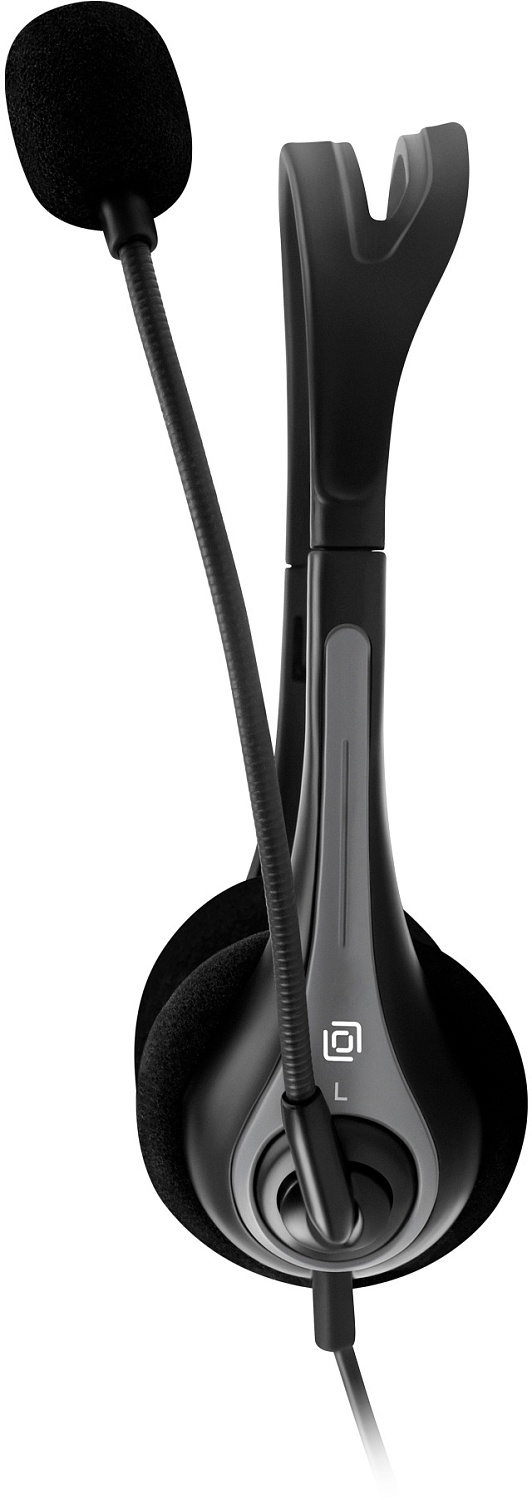 Наушники с микрофоном Оклик HS-M300 черный/серый 1.8м накладные оголовье (1876323)