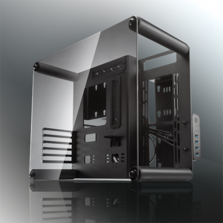 Корпус PAEAN M (Micro-ATX, Aluminum Open frame case; Aluminum 3.0mm + SGCC 1.0mm; 4.0mm Tempered Glass; USB3.0 *2 + USB2.0*2; 5 PCI slots) (существенное повреждение коробки)