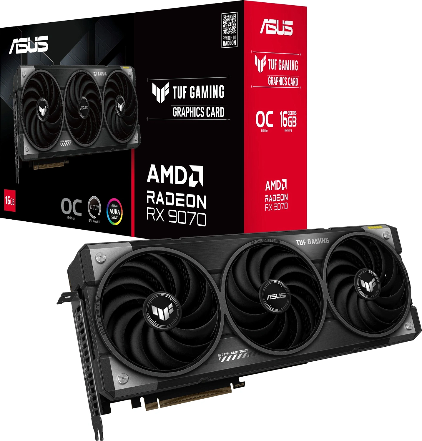 Видеокарта Asus PCI-E TUF-RX9070-O16G-GAMING AMD Radeon RX 9070 16Gb 256bit GDDR6 2175/20000 HDMIx2 DPx2 HDCP Ret