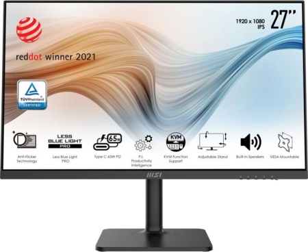 Монитор MSI 27" Modern MD272P черный IPS LED 16:9 HDMI M/M матовая HAS Piv 250cd 178гр/178гр 1920x1080 75Hz DP USB 5.85кг