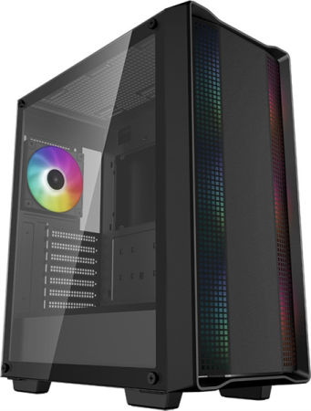 Корпус Deepcool CC560 ARGB V2 без БП, боковое окно (закаленное стекло), 3x120мм ARGB LED вентилятор спереди и 1x120мм ARGB LED вентилятор сзади, черный, ATX