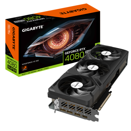 Видеокарта Gigabyte PCI-E 4.0 GV-N408SWF3V2-16GD NVIDIA GeForce RTX 4080 Super 16Gb 256bit GDDR6X 2550/23000 HDMIx1 DPx3 HDCP Ret