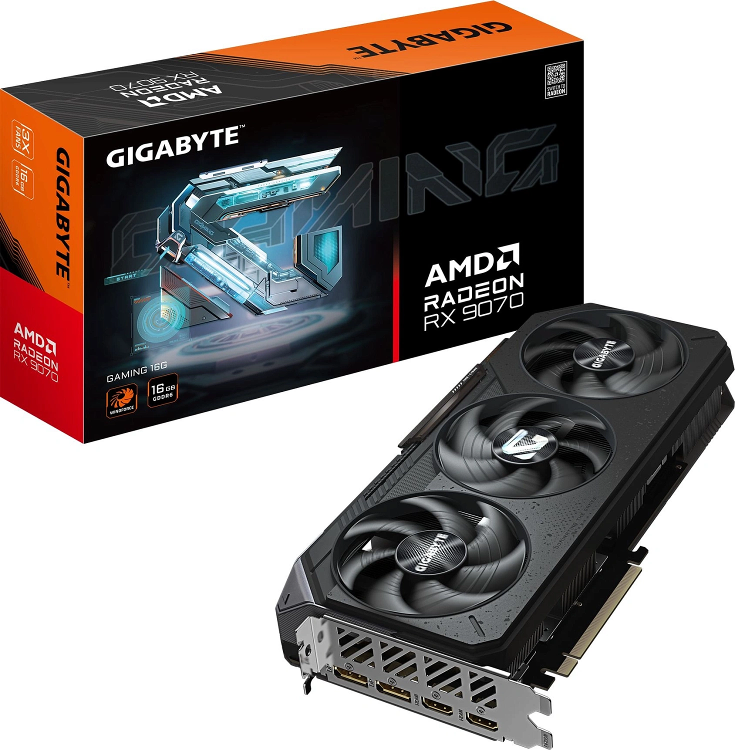 Видеокарта Gigabyte PCI-E 5.0 GV-R9070GAMING-16GD 1.0 AMD Radeon RX 9070 16Gb 256bit GDDR6 2210/20000 HDMIx2 DPx2 HDCP Ret