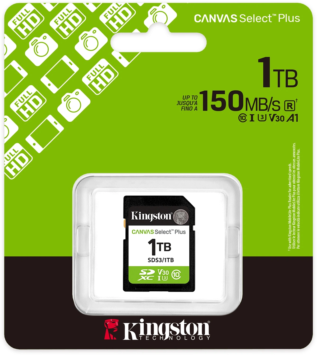 Флеш карта SDXC 1TB Kingston SDS3/1TB Canvas Select Plus w/o adapter