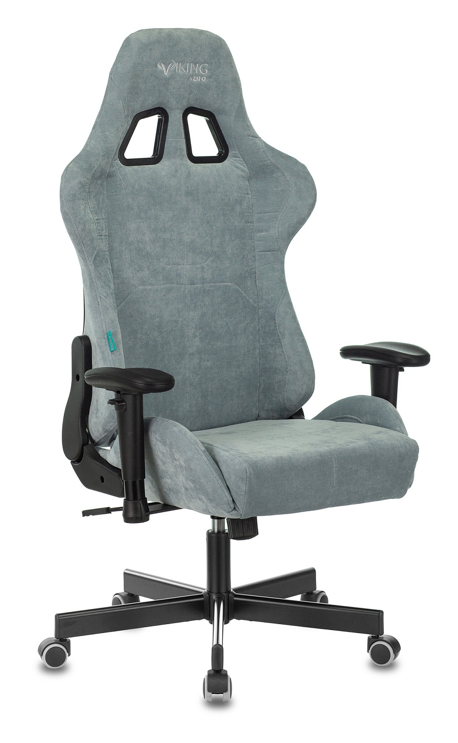 Кресло игровое Zombie VIKING KNIGHT Fabric серо-голубой Light-28 с подголов. крестов. металл Кресло игровое Zombie VIKING KNIGHT Fabric серо-голубой Light-28 с подголов. крестов. металл