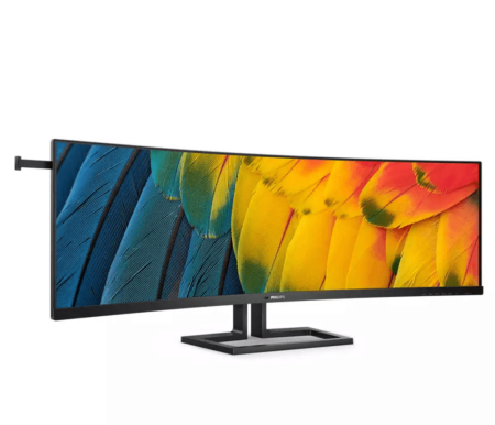 Монитор LCD 45" 32:9 5120x1440(dualQHD) VA, Curved, nonGLARE, 75 Hz, 450cd/m2, H178°/V178°, 3000:1, 80M:1, 16.7M, 4ms, 2xHDMI, DP, USB-C, USB-Hub, Height adj, Tilt, Swivel, Speakers, 3Y, Black