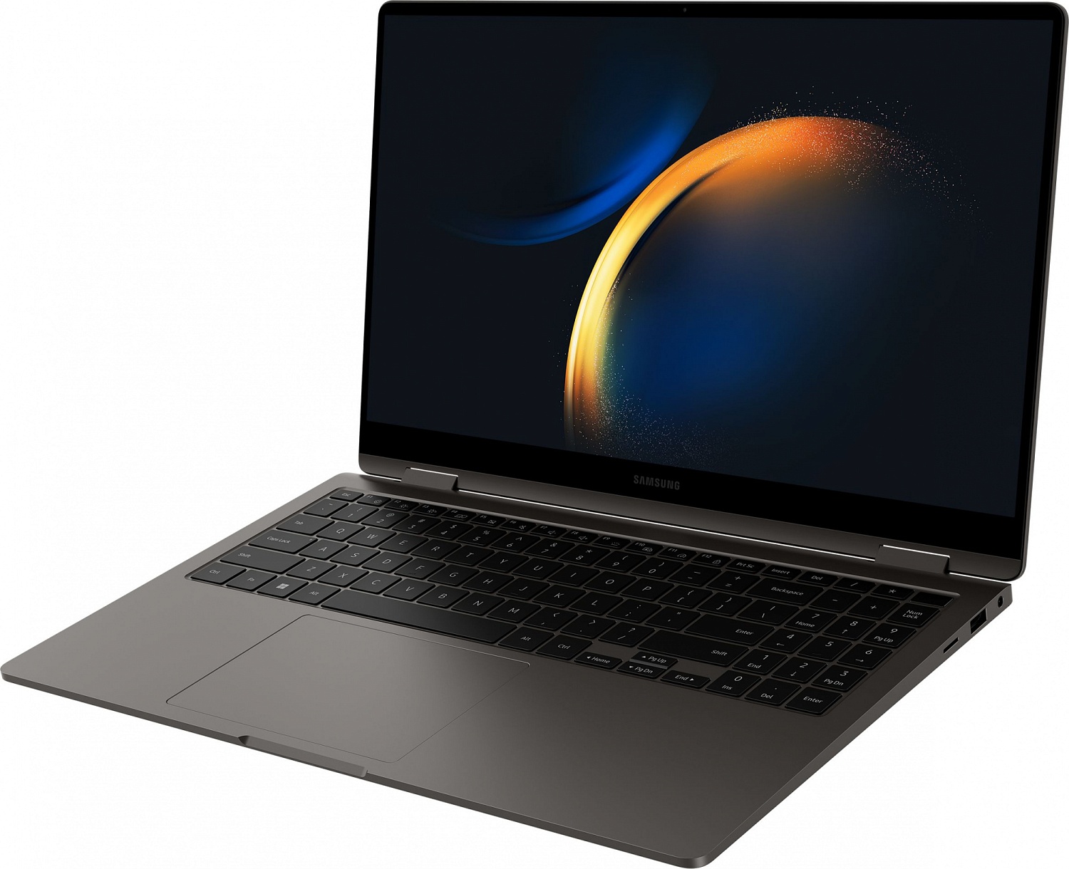 Ноутбук Samsung Galaxy book 3 360 NP754 Core i7 1360P 16Gb SSD512Gb Intel Iris Xe graphics 15.6" AMOLED Touch FHD (1920x1080) Windows 11 Professional dk.grey WiFi BT Cam (NP754QFG-KA1IT)