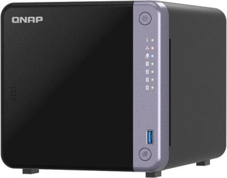 система хранения данных QNAP SMB QC 2GhzCPU/4Gb/upto 4HDD, up to 20 with TL-D1600S/SATA(3,5" 2,5")/ 2xUSB3.2/1xHDMI/1xExp.slot/2x2,5Gb 2x10Gb(SFP+)/iSCSI/1xPS/2YW