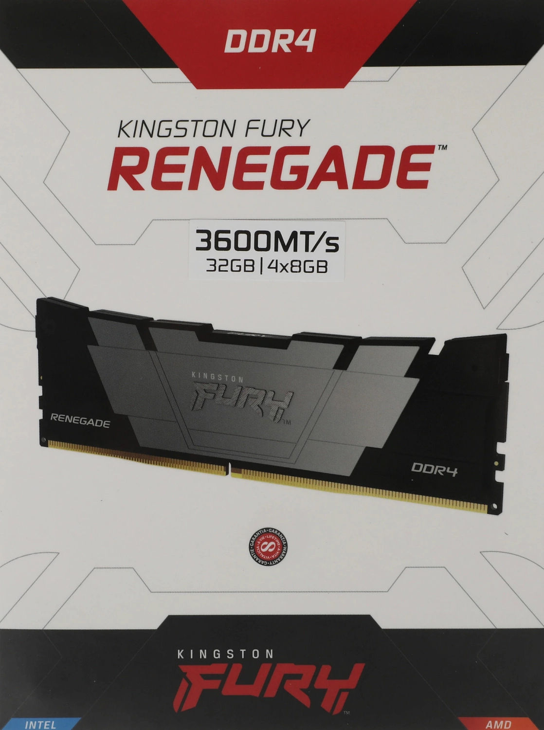 Память DDR4 4x8GB 3600MHz Kingston KF436C16RB2K4/32 Fury Renegade Black RTL Gaming PC4-25600 CL16 DIMM 288-pin 1.35В kit single rank с радиатором Ret
